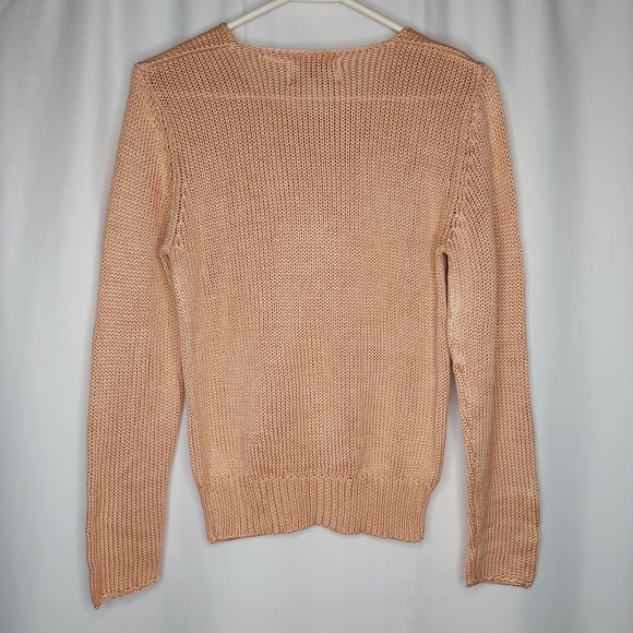 Exclusivo Emilio Rossi Silk Sweater Medium Peach Pink Chunky Knit Sustainable - Picture 2 of 5